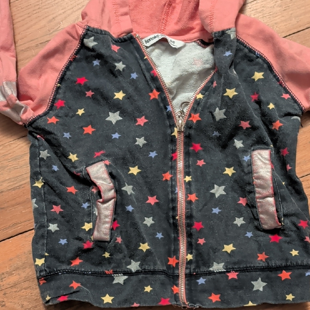 Kensie Girl Pink and Black Star Hoodie Sweatshirt